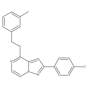 2-(4-Chlorophenyl)-4-((3-methylbenzyl)thio)pyrazolo[1,5-a]pyrazine结构式