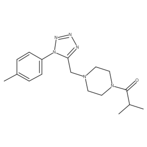 2-methyl-1-(4-((1-(p-tolyl)-1H-tetrazol-5-yl)methyl)piperazin-1-yl)propan-1-one结构式
