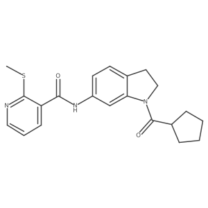 N-(1-cyclopentanecarbonyl-2,3-dihydro-1H-indol-6-yl)-2-(methylsulfanyl)pyridine-3-carboxamide Structure