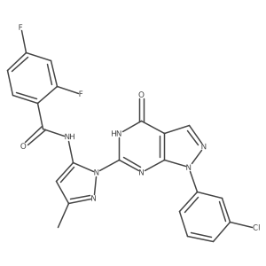 N-(1-(1-(3-chlorophenyl)-4-oxo-4,5-dihydro-1H-pyrazolo[3,4-d]pyrimidin-6-yl)-3-methyl-1H-pyrazol-5-yl)-2,4-difluorobenzamide Structure