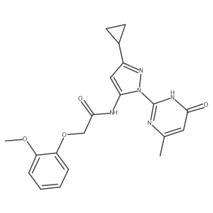N-(3-cyclopropyl-1-(4-methyl-6-oxo-1,6-dihydropyrimidin-2-yl)-1H-pyrazol-5-yl)-2-(2-methoxyphenoxy)acetamide Structure