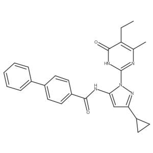 N-(3-cyclopropyl-1-(5-ethyl-4-methyl-6-oxo-1,6-dihydropyrimidin-2-yl)-1H-pyrazol-5-yl)-[1,1'-biphenyl]-4-carboxamide Structure