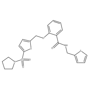 2-{[5-(pyrrolidine-1-sulfonyl)furan-2-yl]methoxy}-N-[(thiophen-2-yl)methyl]benzamide结构式
