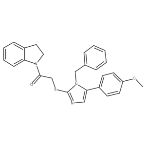 2-((1-benzyl-5-(4-methoxyphenyl)-1H-imidazol-2-yl)thio)-1-(indolin-1-yl)ethanone结构式