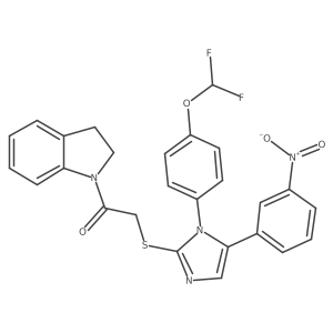 2-((1-(4-(difluoromethoxy)phenyl)-5-(3-nitrophenyl)-1H-imidazol-2-yl)thio)-1-(indolin-1-yl)ethanone Structure