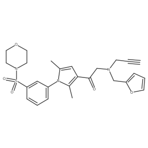 1-{2,5-dimethyl-1-[3-(morpholine-4-sulfonyl)phenyl]-1H-pyrrol-3-yl}-2-{[(furan-2-yl)methyl](prop-2-yn-1-yl)amino}ethan-1-one结构式