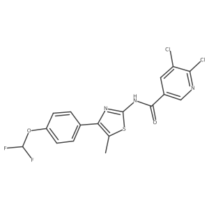 5,6-dichloro-N-{4-[4-(difluoromethoxy)phenyl]-5-methyl-1,3-thiazol-2-yl}pyridine-3-carboxamide结构式
