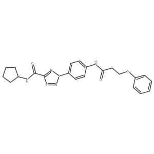 N-cyclopentyl-2-(4-(3-(phenylthio)propanamido)phenyl)-2H-tetrazole-5-carboxamide Structure