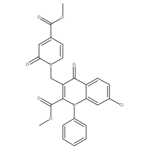 7-chloro-3-(4-methoxycarbonyl-2-oxo-2H-pyridin-1-ylmethyl)-4-oxo-1-phenyl-1,4-dihydro-quinoline-2-carboxylic acid methyl ester结构式