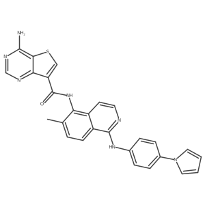 4-amino-N-[6-methyl-1-(4-pyrrol-1-ylanilino)isoquinolin-5-yl]thieno[3,2-d]pyrimidine-7-carboxamide结构式