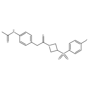 N-(4-(2-(3-((4-fluorophenyl)sulfonyl)azetidin-1-yl)-2-oxoethyl)phenyl)acetamide结构式