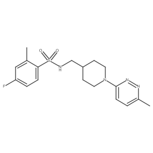 4-fluoro-2-methyl-N-((1-(6-methylpyridazin-3-yl)piperidin-4-yl)methyl)benzenesulfonamide结构式