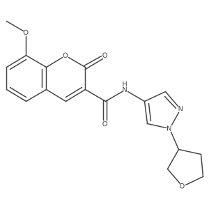 8-methoxy-2-oxo-N-(1-(tetrahydrofuran-3-yl)-1H-pyrazol-4-yl)-2H-chromene-3-carboxamide结构式