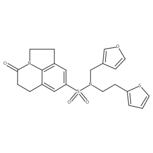 N-[(furan-3-yl)methyl]-11-oxo-N-[2-(thiophen-2-yl)ethyl]-1-azatricyclo[6.3.1.0^{4,12}]dodeca-4(12),5,7-triene-6-sulfonamide结构式