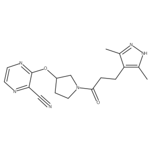 3-((1-(3-(3,5-dimethyl-1H-pyrazol-4-yl)propanoyl)pyrrolidin-3-yl)oxy)pyrazine-2-carbonitrile Structure