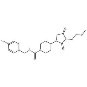 N-(4-chlorobenzyl)-4-(3-(2-methoxyethyl)-2,4-dioxoimidazolidin-1-yl)piperidine-1-carboxamide Structure