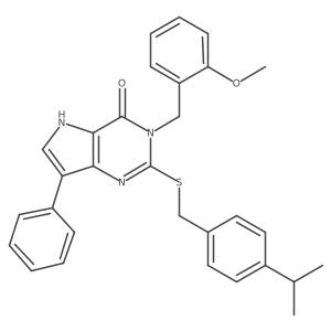 2-((4-isopropylbenzyl)thio)-3-(2-methoxybenzyl)-7-phenyl-3H-pyrrolo[3,2-d]pyrimidin-4(5H)-one Structure