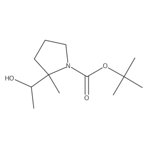 tert-Butyl (2R)-2-(1-hydroxyethyl)-2-methylpyrrolidine-1-carboxylate结构式