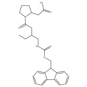 2-[(2R)-1-{3-[({[(9H-fluoren-9-yl)methoxy]carbonyl}amino)methyl]pentanoyl}pyrrolidin-2-yl]acetic acid Structure