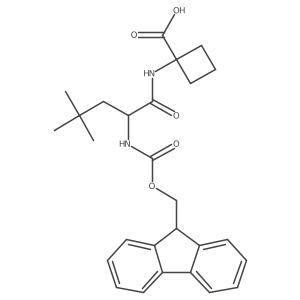 1-[2-({[(9H-fluoren-9-yl)methoxy]carbonyl}amino)-4,4-dimethylpentanamido]cyclobutane-1-carboxylic acid结构式