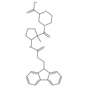 4-[2-({[(9H-fluoren-9-yl)methoxy]carbonyl}amino)-1-methylcyclopentanecarbonyl]morpholine-2-carboxylic acid结构式