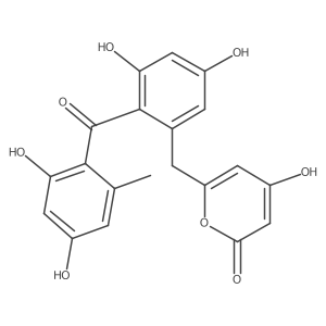6-[[2-(2,4-Dihydroxy-6-methylbenzoyl)-3,5-dihydroxyphenyl]methyl]-4-hydroxypyran-2-one结构式