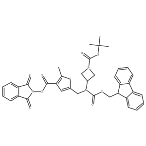 tert-butyl 3-{[(4-{[(1,3-dioxo-2,3-dihydro-1H-isoindol-2-yl)oxy]carbonyl}-5-methylfuran-2-yl)methyl]({[(9H-fluoren-9-yl)methoxy]carbonyl})amino}azetidine-1-carboxylate Structure