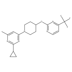 2-Cyclopropyl-4-methyl-6-(4-{[4-(trifluoromethyl)pyrimidin-2-yl]oxy}piperidin-1-yl)pyrimidine结构式