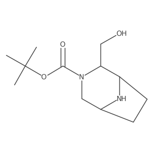 tert-Butyl (1R,2R,5S)-2-(hydroxymethyl)-3,8-diazabicyclo[3.2.1]octane-3-carboxylate结构式