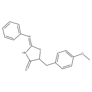 (2Z)-5-(4-methoxybenzyl)-2-(phenylimino)-1,3-thiazolidin-4-one结构式