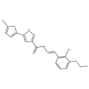 3-(5-chlorothiophen-2-yl)-N'-[(E)-(3-ethoxy-2-hydroxyphenyl)methylidene]-1H-pyrazole-5-carbohydrazide结构式