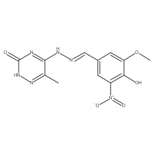 4-Hydroxy-3-methoxy-5-nitrobenzaldehyde (6-methyl-3-oxo-2,3-dihydro-1,2,4-triazin-5-yl)hydrazone结构式
