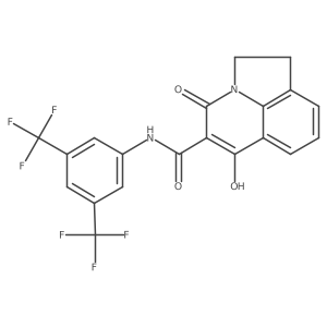N-[3,5-bis(trifluoromethyl)phenyl]-6-hydroxy-4-oxo-1,2-dihydro-4H-pyrrolo[3,2,1-ij]quinoline-5-carboxamide结构式