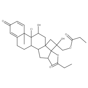 [(1S,2S,4S,5R,6R,8R,10S,11R,12S)-11-chloro-6,10-dihydroxy-4,12-dimethyl-15-oxo-5-propanoyloxy-6-pentacyclo[9.8.0.02,8.05,8.012,17]nonadeca-13,16-dienyl]methyl propanoate结构式