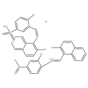 NS(=O)(=O)c1ccc([O-])c(N=Nc2c([O-])ccc3ccccc23)c1.O=[N+]([O-])c1ccc(N=Nc2c([O-])ccc3ccccc23)c([O-])c1.[Cr+3].[H+]结构式