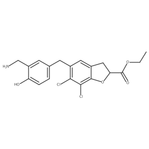 Ethyl 5-[[3-(aminomethyl)-4-hydroxyphenyl]methyl]-6,7-dichloro-2,3-dihydro-2-benzofurancarboxylate Structure