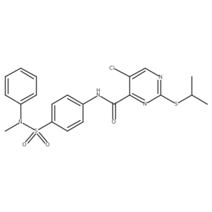 5-chloro-N-{4-[methyl(phenyl)sulfamoyl]phenyl}-2-(propan-2-ylsulfanyl)pyrimidine-4-carboxamide结构式