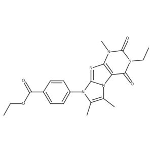Ethyl 4-(3-ethyl-1,6,7-trimethyl-2,4-dioxo-1,3,5-trihydro-4-imidazolino[1,2-h] purin-8-yl)benzoate结构式