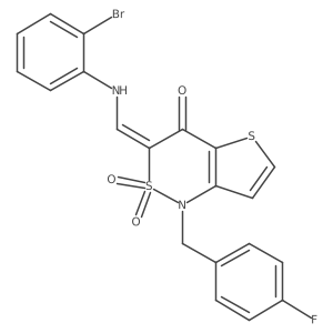 (Z)-3-(((2-bromophenyl)amino)methylene)-1-(4-fluorobenzyl)-1H-thieno[3,2-c][1,2]thiazin-4(3H)-one 2,2-dioxide结构式