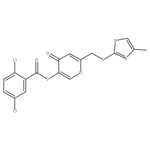 6-(((4-methylthiazol-2-yl)thio)methyl)-4-oxo-4H-pyran-3-yl 2,5-dichlorobenzoate Structure