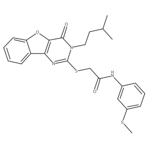2-{[3-(3-methylbutyl)-4-oxo-3,4-dihydro[1]benzofuro[3,2-d]pyrimidin-2-yl]sulfanyl}-N-[3-(methylsulfanyl)phenyl]acetamide Structure
