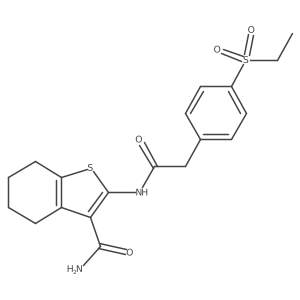 2-(2-(4-(Ethylsulfonyl)phenyl)acetamido)-4,5,6,7-tetrahydrobenzo[b]thiophene-3-carboxamide结构式