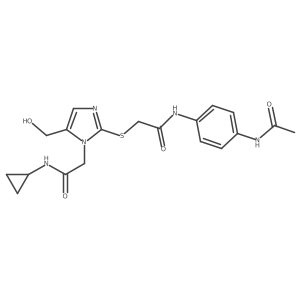 N-(4-acetamidophenyl)-2-((1-(2-(cyclopropylamino)-2-oxoethyl)-5-(hydroxymethyl)-1H-imidazol-2-yl)thio)acetamide Structure