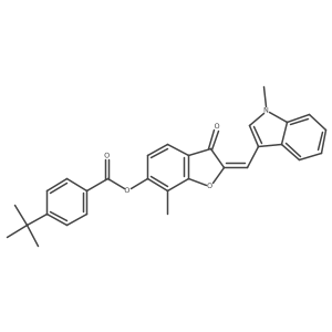 (2E)-7-methyl-2-[(1-methyl-1H-indol-3-yl)methylidene]-3-oxo-2,3-dihydro-1-benzofuran-6-yl 4-tert-butylbenzoate结构式