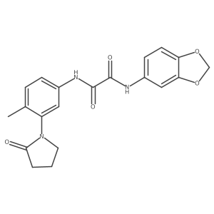 N1-(benzo[d][1,3]dioxol-5-yl)-N2-(4-methyl-3-(2-oxopyrrolidin-1-yl)phenyl)oxalamide结构式