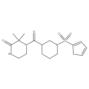 3,3-Dimethyl-4-[1-(thiophene-2-sulfonyl)piperidine-3-carbonyl]piperazin-2-one结构式