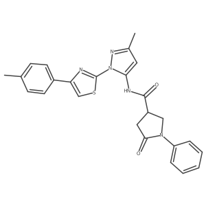 N-(3-methyl-1-(4-(p-tolyl)thiazol-2-yl)-1H-pyrazol-5-yl)-5-oxo-1-phenylpyrrolidine-3-carboxamide Structure