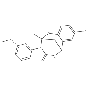 8-bromo-3-(3-ethylphenyl)-2-methyl-5,6-dihydro-2H-2,6-methanobenzo[g][1,3,5]oxadiazocine-4(3H)-thione结构式