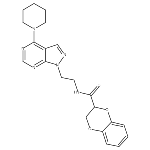 N-(2-(4-(piperidin-1-yl)-1H-pyrazolo[3,4-d]pyrimidin-1-yl)ethyl)-2,3-dihydrobenzo[b][1,4]dioxine-2-carboxamide Structure