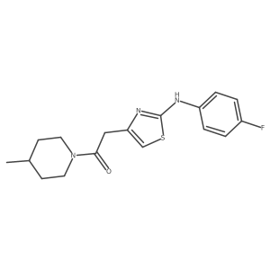 2-(2-((4-Fluorophenyl)amino)thiazol-4-yl)-1-(4-methylpiperidin-1-yl)ethanone结构式